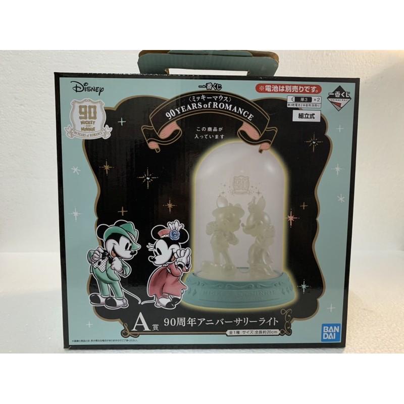 日版 迪士尼 米老鼠 米奇 &amp; 米妮 A賞 夜燈 展示燈 一番賞 夜光 90週年 全新未拆
