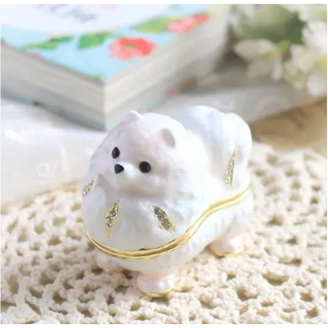 現貨🌷日本 piearth 首飾盒 白色博美狗  珠寶盒 飾品盒 收納盒 戒指 飾品 擺件