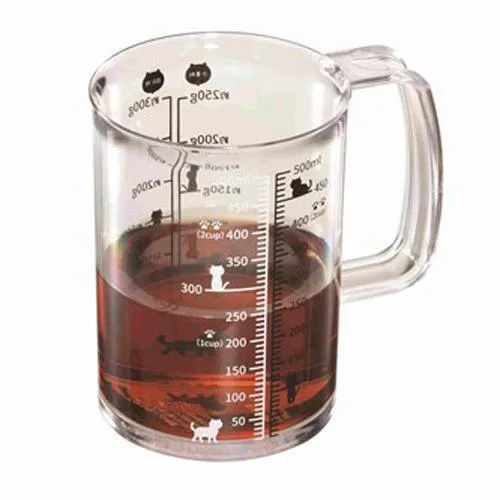 日本 KAI 貝印 貓咪 量杯 500ml 計量杯 貓咪圖 居家 下廚 廚房 調理 料理 烘焙 計量