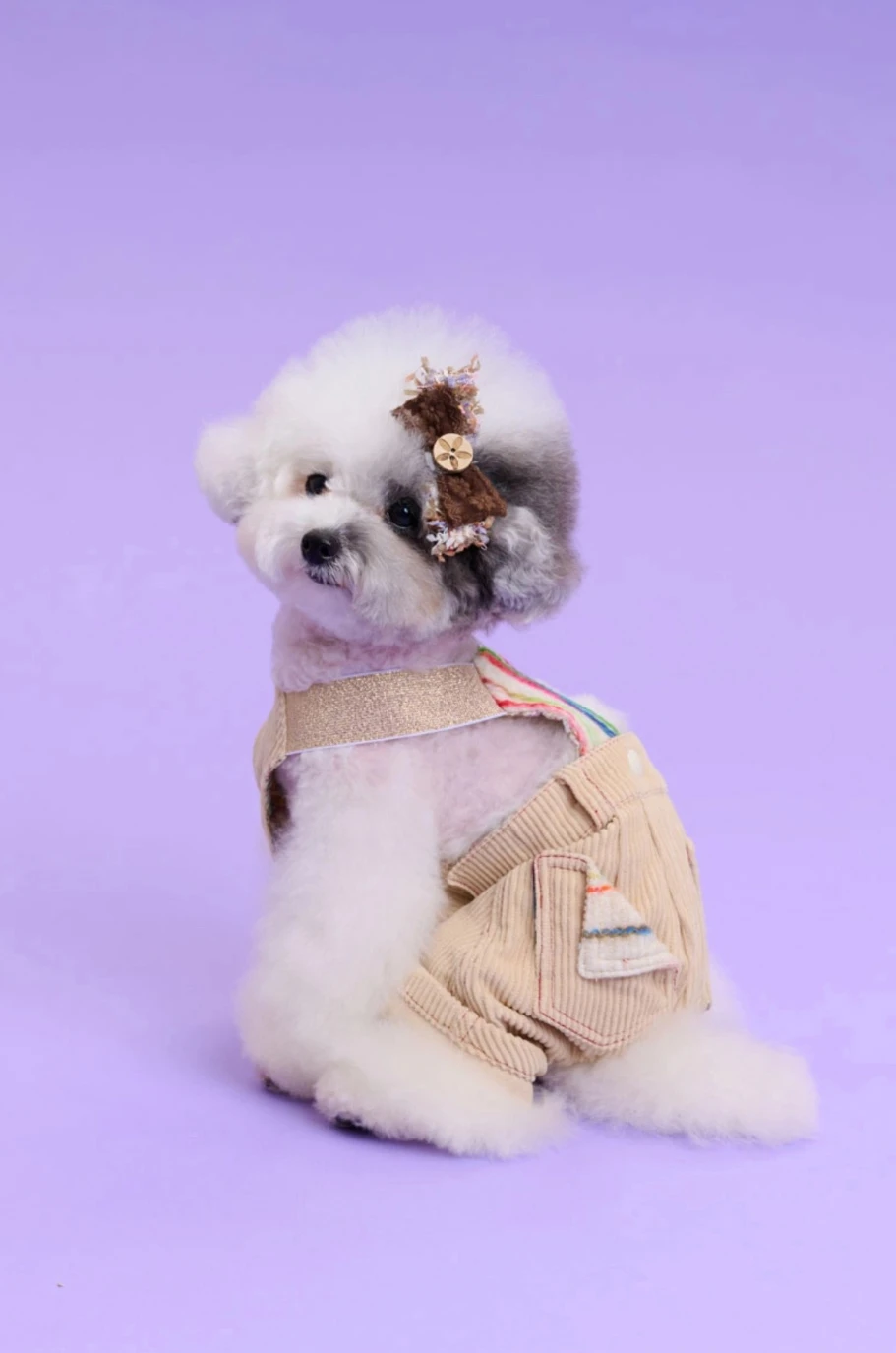 【COMOCOMO】Corduroy Flower 燈芯絨復古吊帶褲