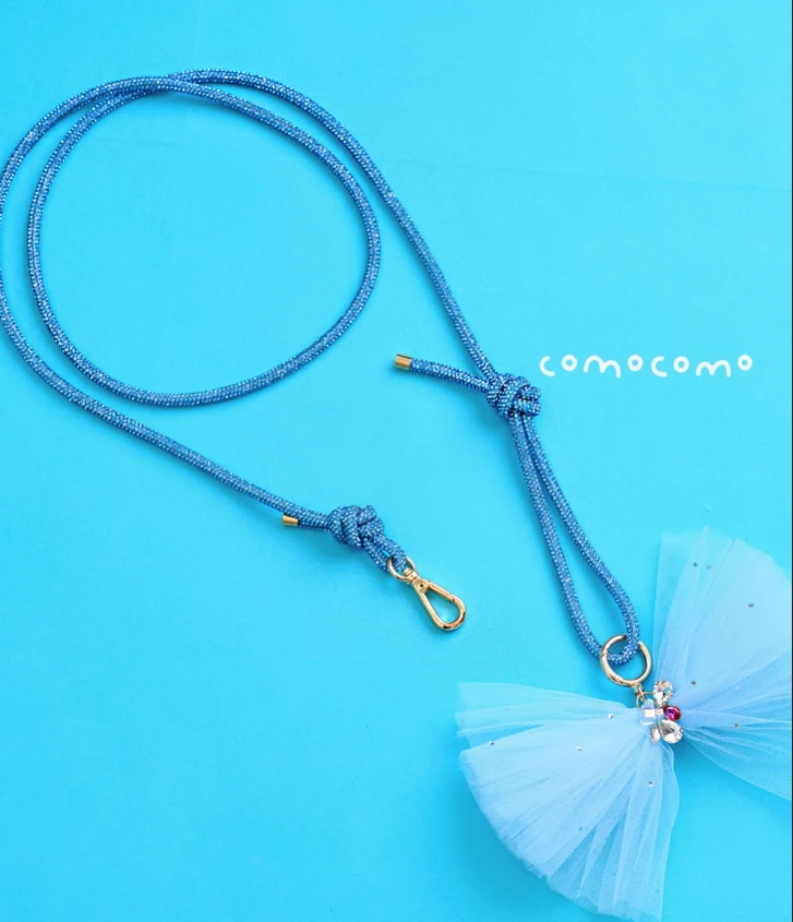 【COMOCOMO】Aqua Bling 藍寶石手工牽繩(含寶石蝴蝶結)
