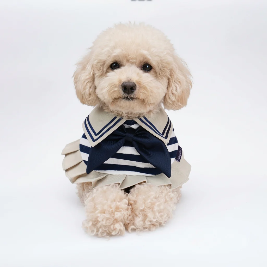 【MOMOJI】聖蒂安娜 Santiana | 寵物領巾|海洋美學|砂岩色&海軍藍