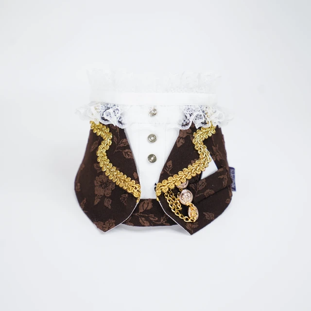 【MOMOJI】Harrington｜寵物領巾｜維多利亞｜禮服｜咖啡錦緞