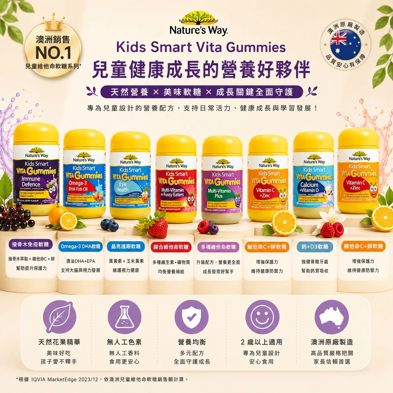 【澳洲 Nature’s Way 佳思敏兒童軟糖 】60粒 /50粒 綜合全系列