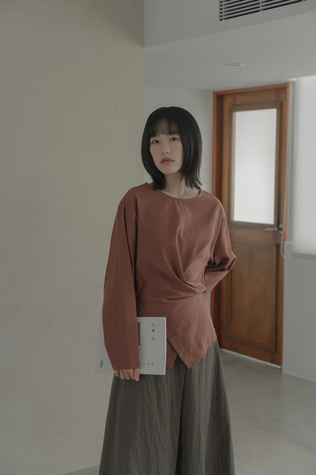 4NO08-お洒落！oshare.優雅設計感極美品味綁帶絲料前釦上衣 / 4 colors.