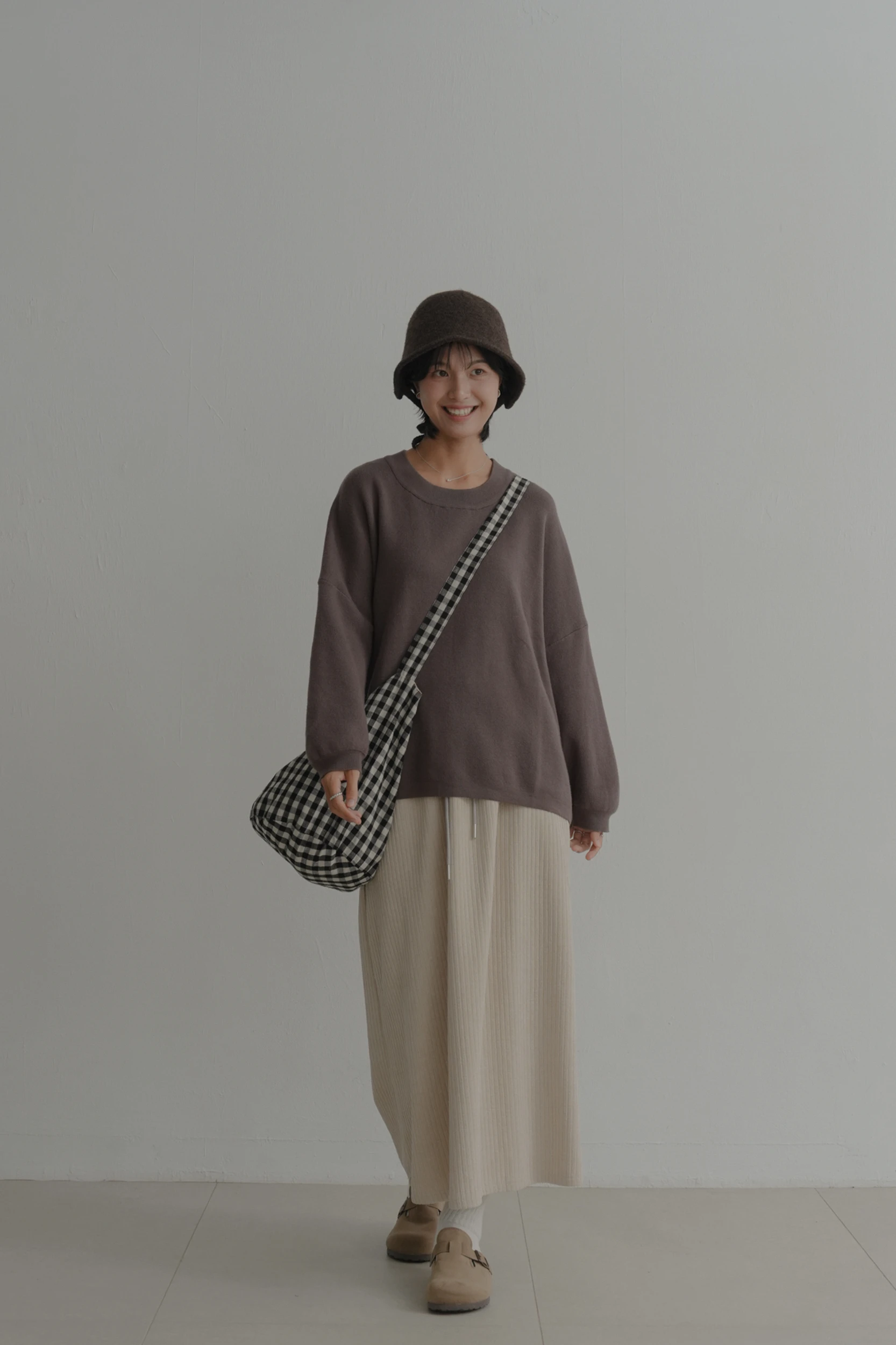 5DC13-気品！midhisukaato' 秋冬隨性感百搭鬆緊坑條裙 / 3 colors