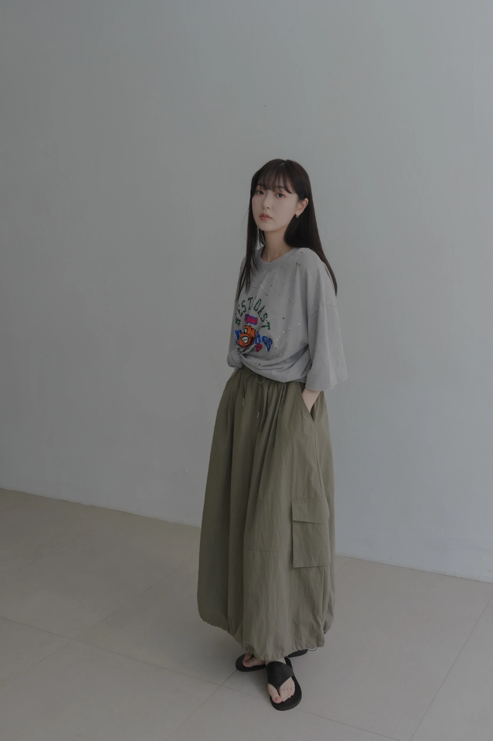 6AP19-アクティブ！midhisukaato' 沉靜森系大口袋工裝裙 / 3 colors.