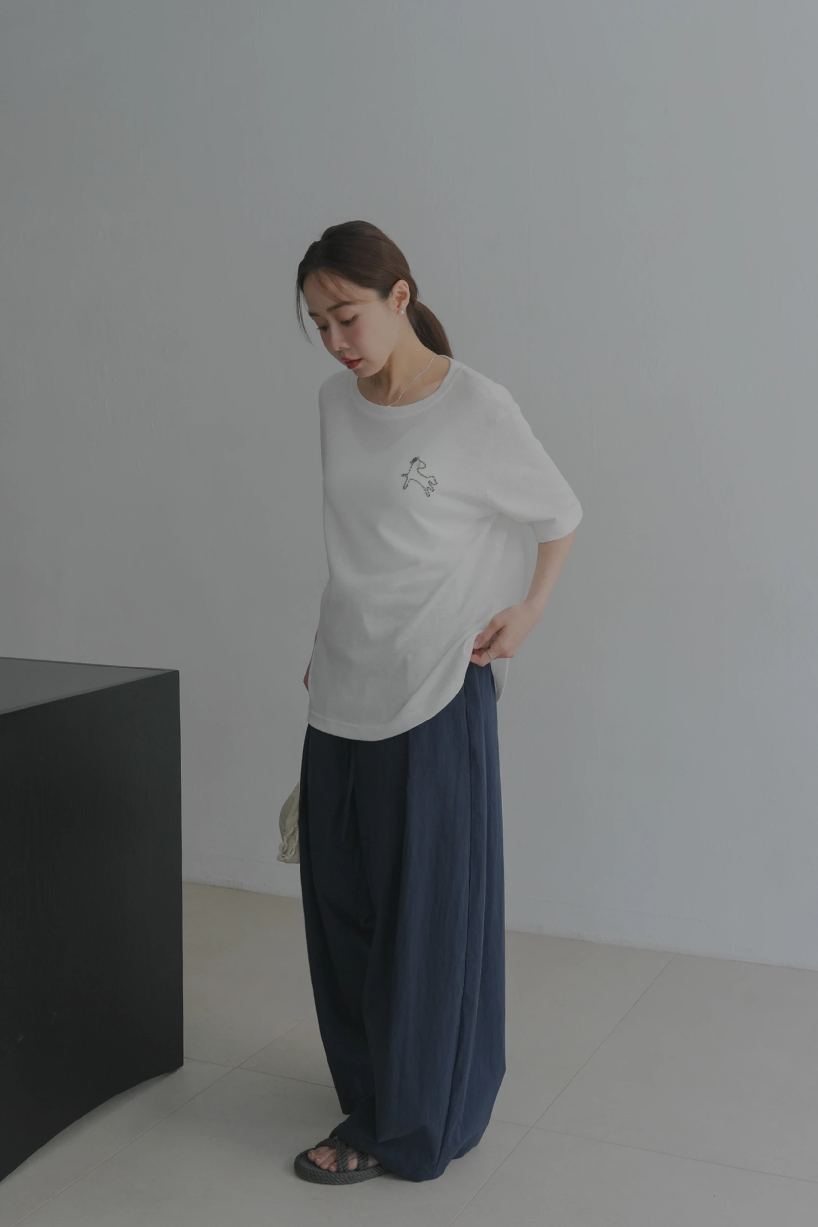 6AP06-洗練！toppusu' 設計感小串珠馬兒棉質舒服T / 5 colors.