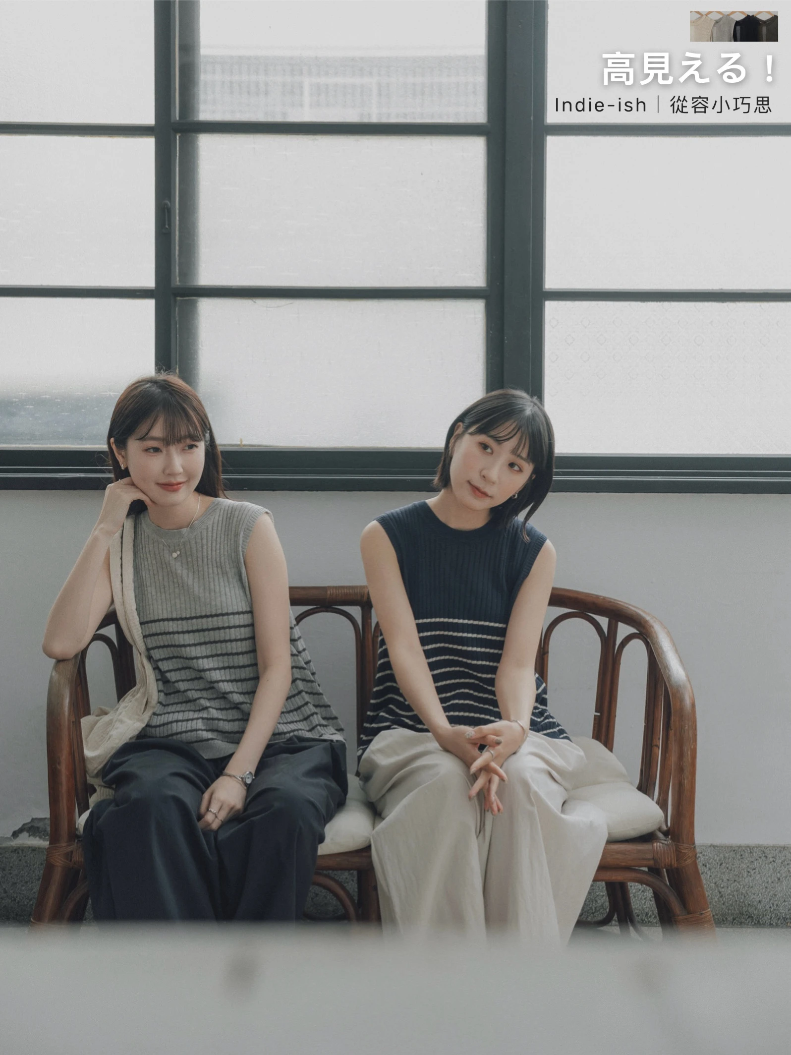 6MA06-高見える！Indie-ish' 品味從容小巧思細條針織衫 / 4 colors.
