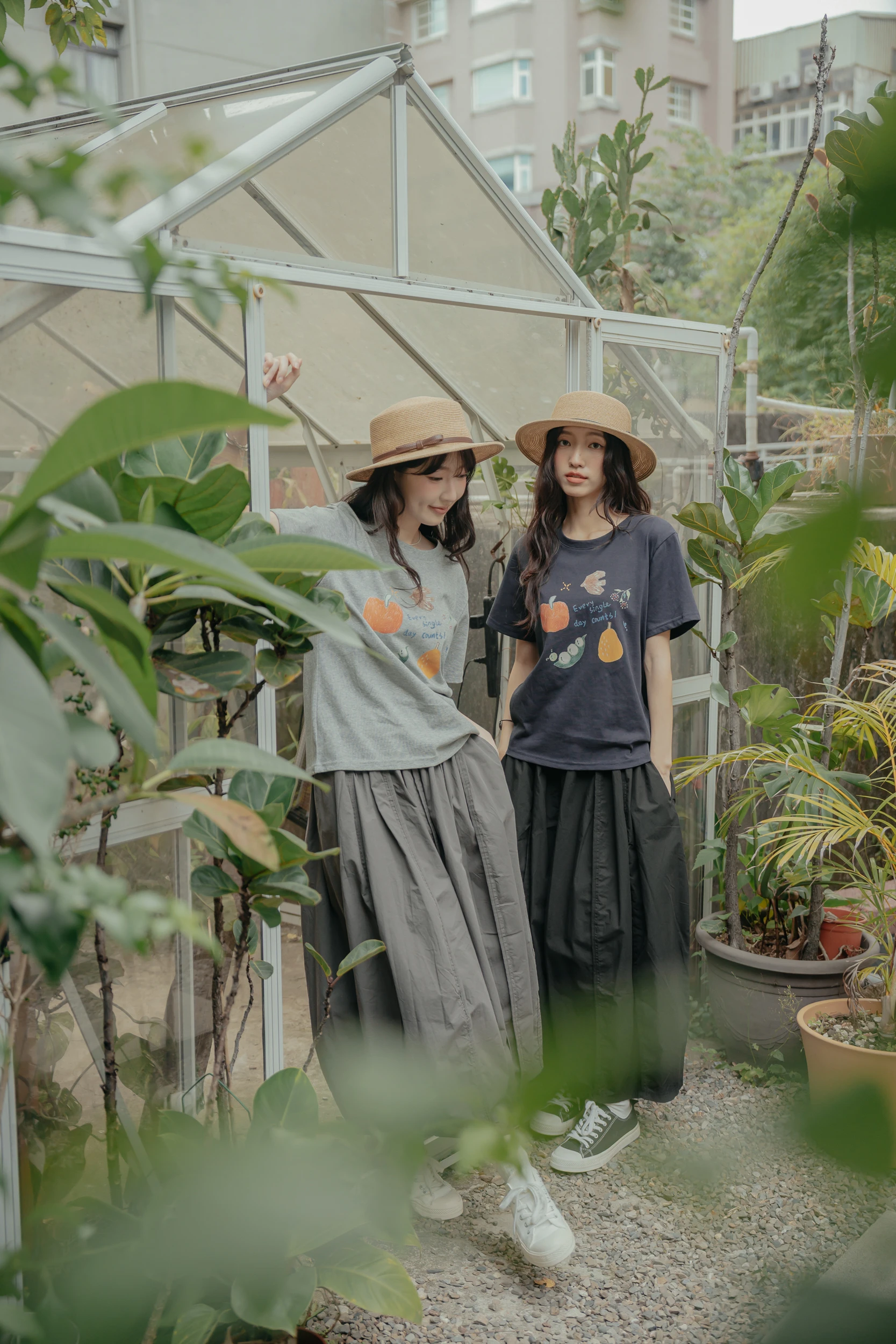 6JN24-着こなす！sukaato' 日味森系重工藝線條花苞感鬆緊裙 / 3 colors.