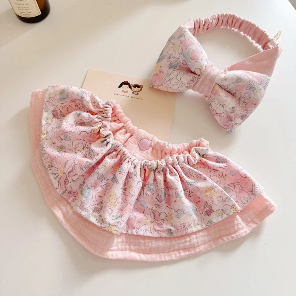 文藝粉碎花Pastel Bloom | Baby Essentials Set 荷葉圍兜 寶寶髮帶