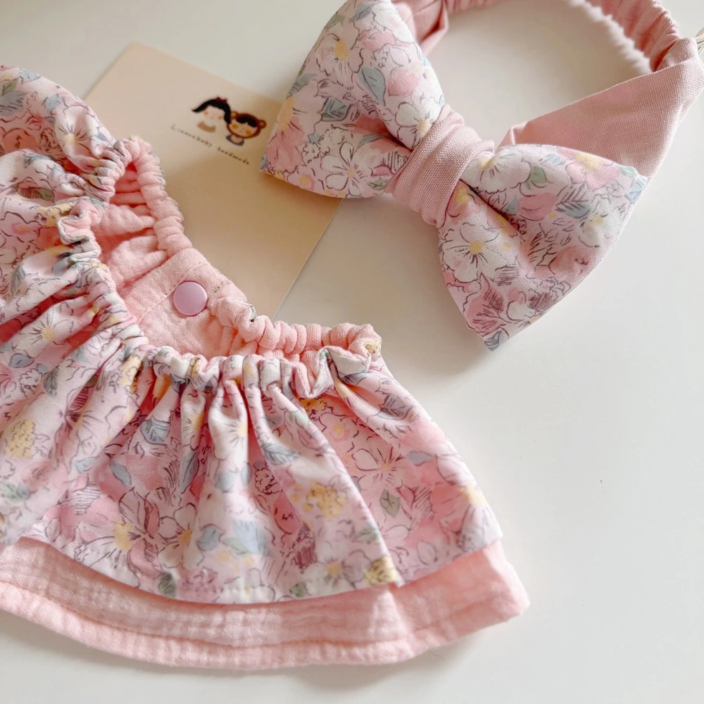 文藝粉碎花Pastel Bloom | Baby Essentials Set 荷葉圍兜 寶寶髮帶