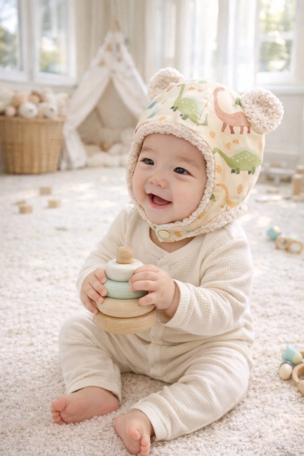 恐龍大地 Dinosaur Land 手工嬰幼兒保暖飛行帽