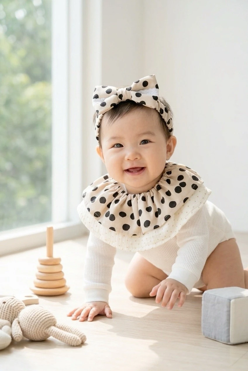 (5天快出)珍珠奶茶 Bubble Tea 荷葉圍兜+寶寶髮帶 baby shower gifts