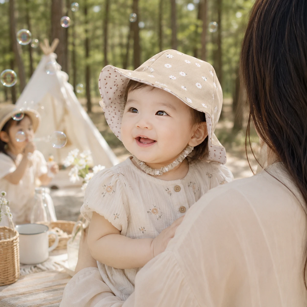 (5天快出)奶杏野雛菊 Daisy Fields in Cream Beige 手工親子漁夫帽 遮陽帽 四季帽
