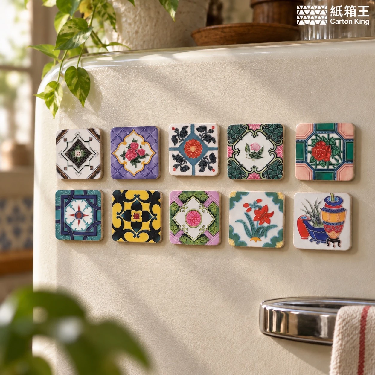 汰紙生活｜花磚磁鐵