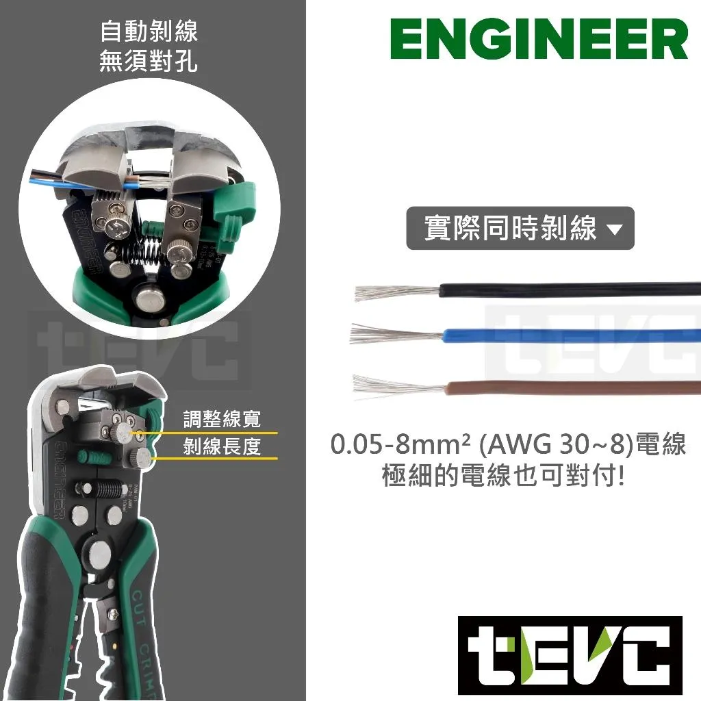 《tevc》ENGINEER 自動剝線鉗 免對孔 快速 剪線 剝皮 PAW-01