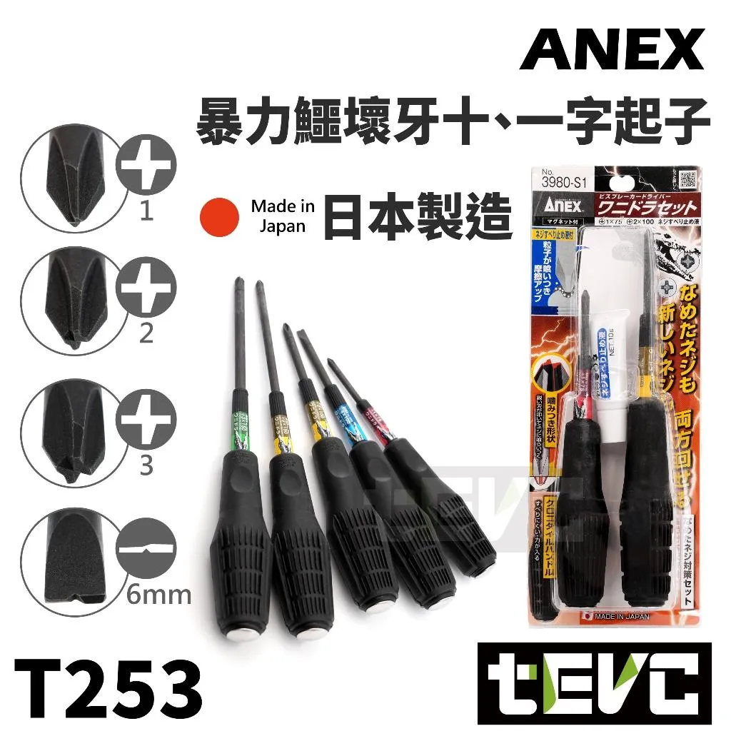 《tevc》ANEX 安耐適 日本製 暴力鱷 螺絲起子 崩牙 開花 螺絲 拆卸 敲擊 3980