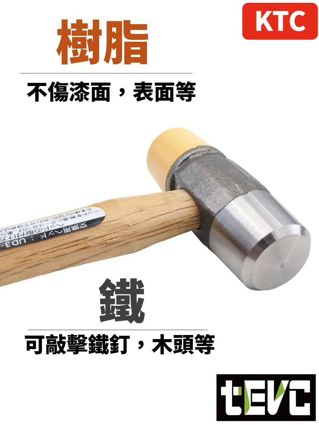 《tevc》KTC 組合式膠錘 1磅 雙頭鎚 鐵鎚 橡膠鎚 木工槌 UD6-10