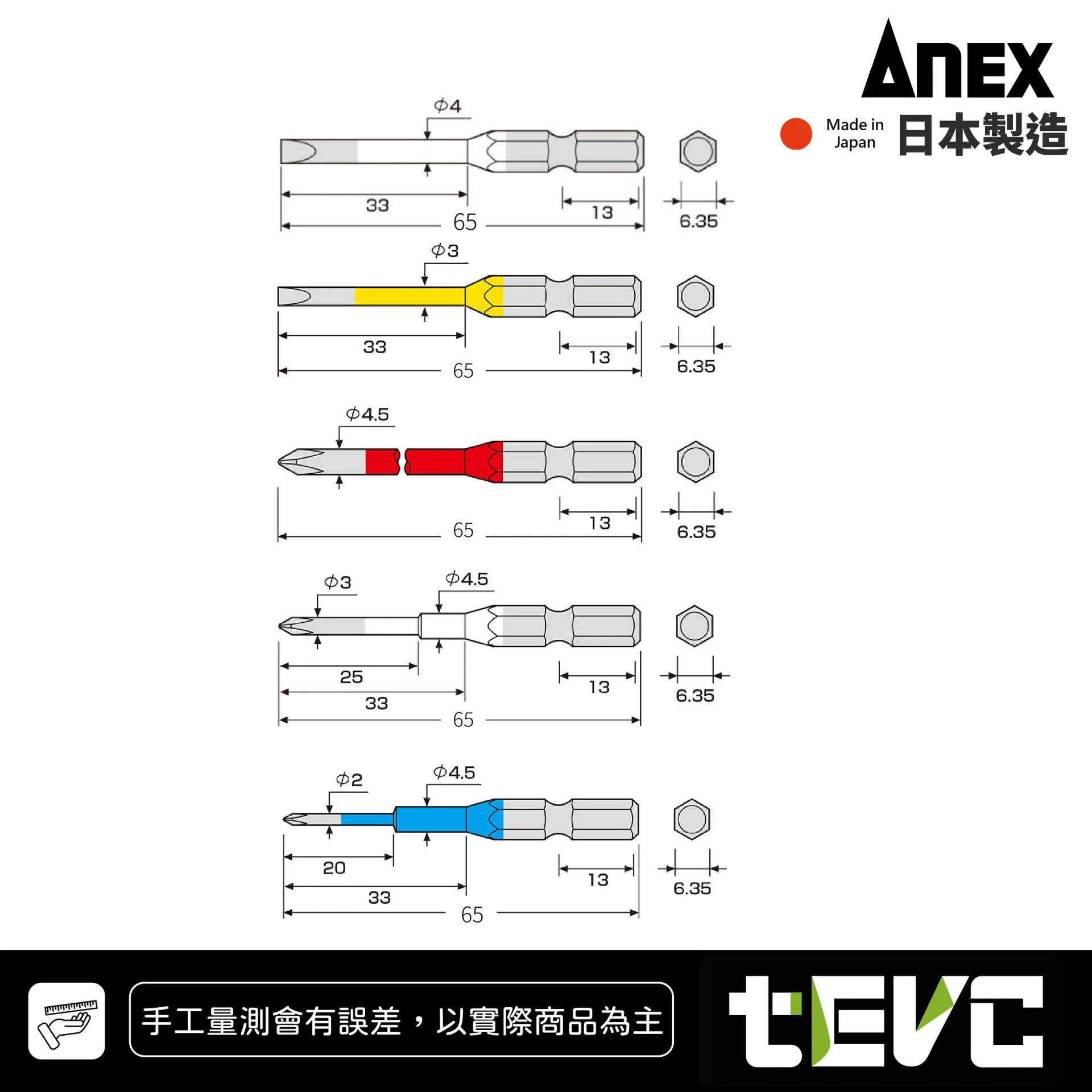 《tevc》ANEX 日本製 安耐適 ACPM5-01 十字 一字 精密 起子頭組