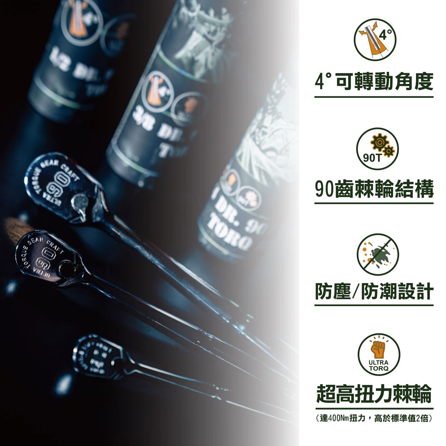 《tevc》愛森諾 Arsenal 台灣製 90齒超扭力棘輪扳手 AS-8074
