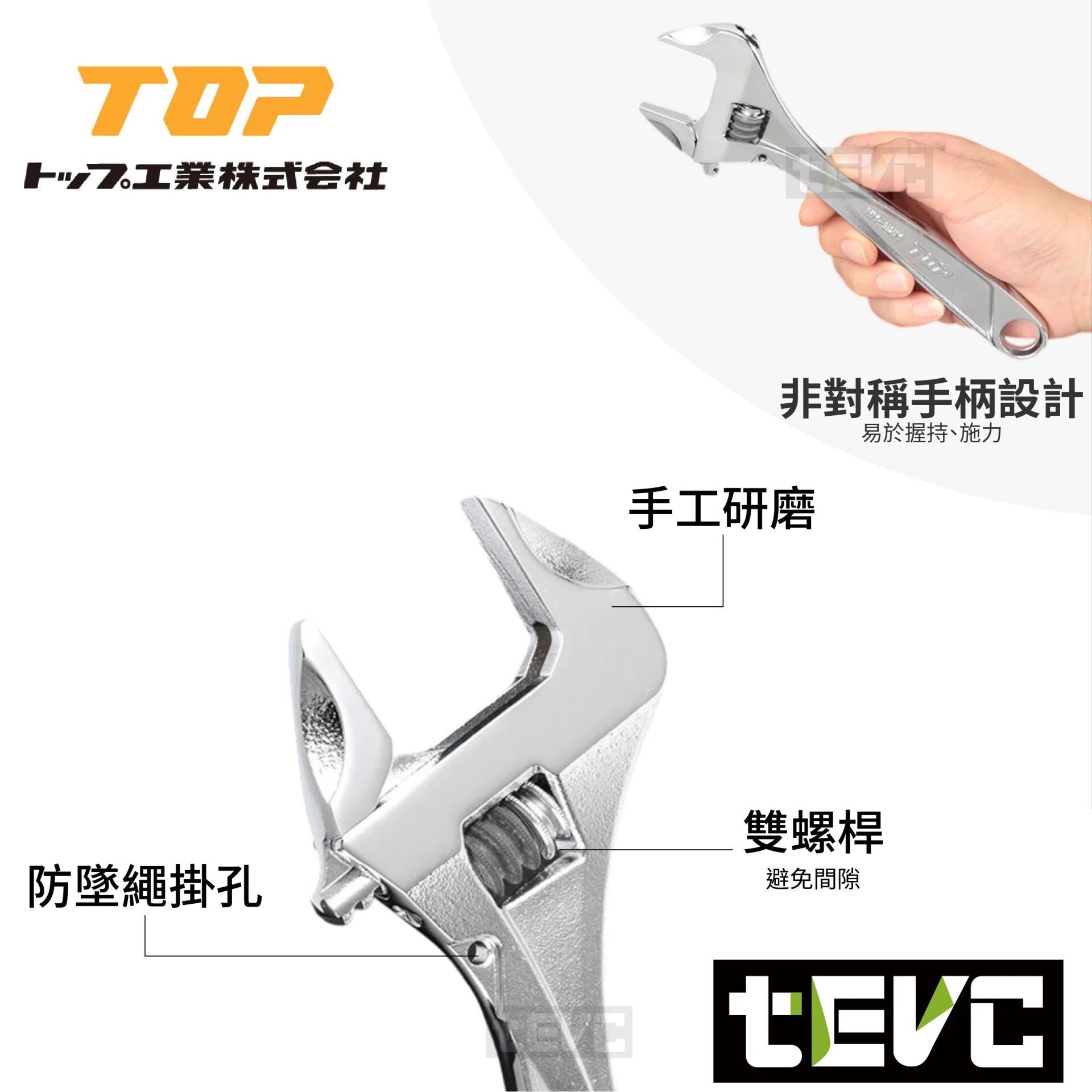 《tevc》TOP 日本製 32mm 手工研磨 活動扳手 限定版