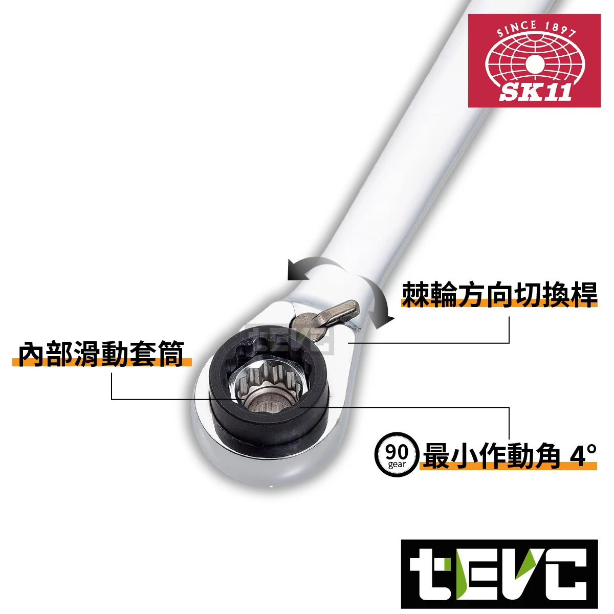 《tevc》SK11 藤原 八合一棘輪扳手 90齒