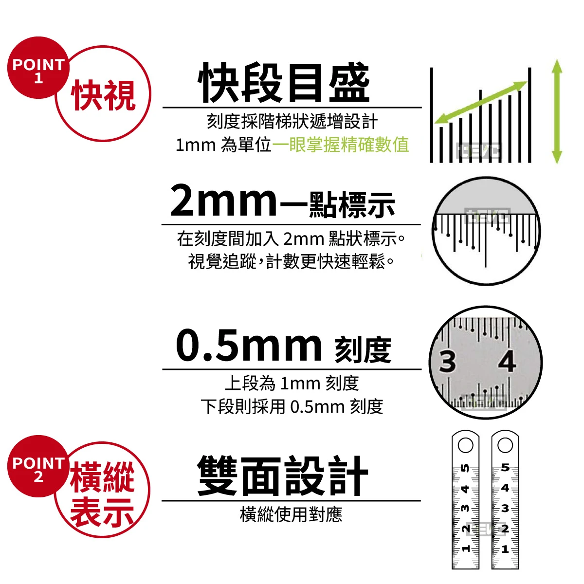 《tevc》SK新潟精機 日本製 極短快視不銹鋼直尺 5cm