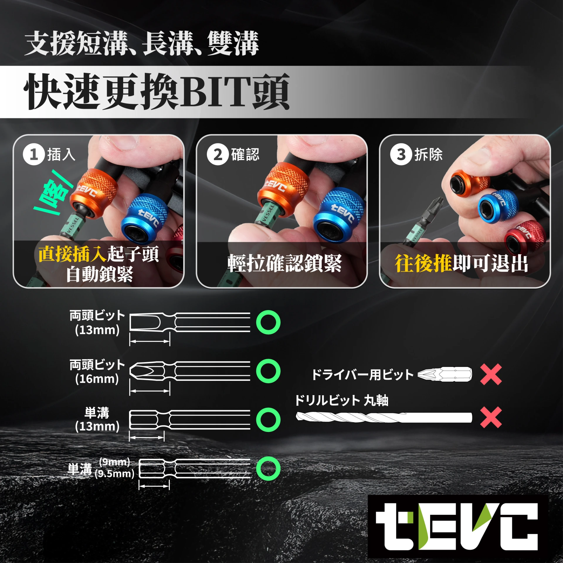 《🏆️tevc工程師工具》單手快插 起子頭收納  鋁合金 起子頭 套筒 起子 六角起子頭 六角起子 快脫