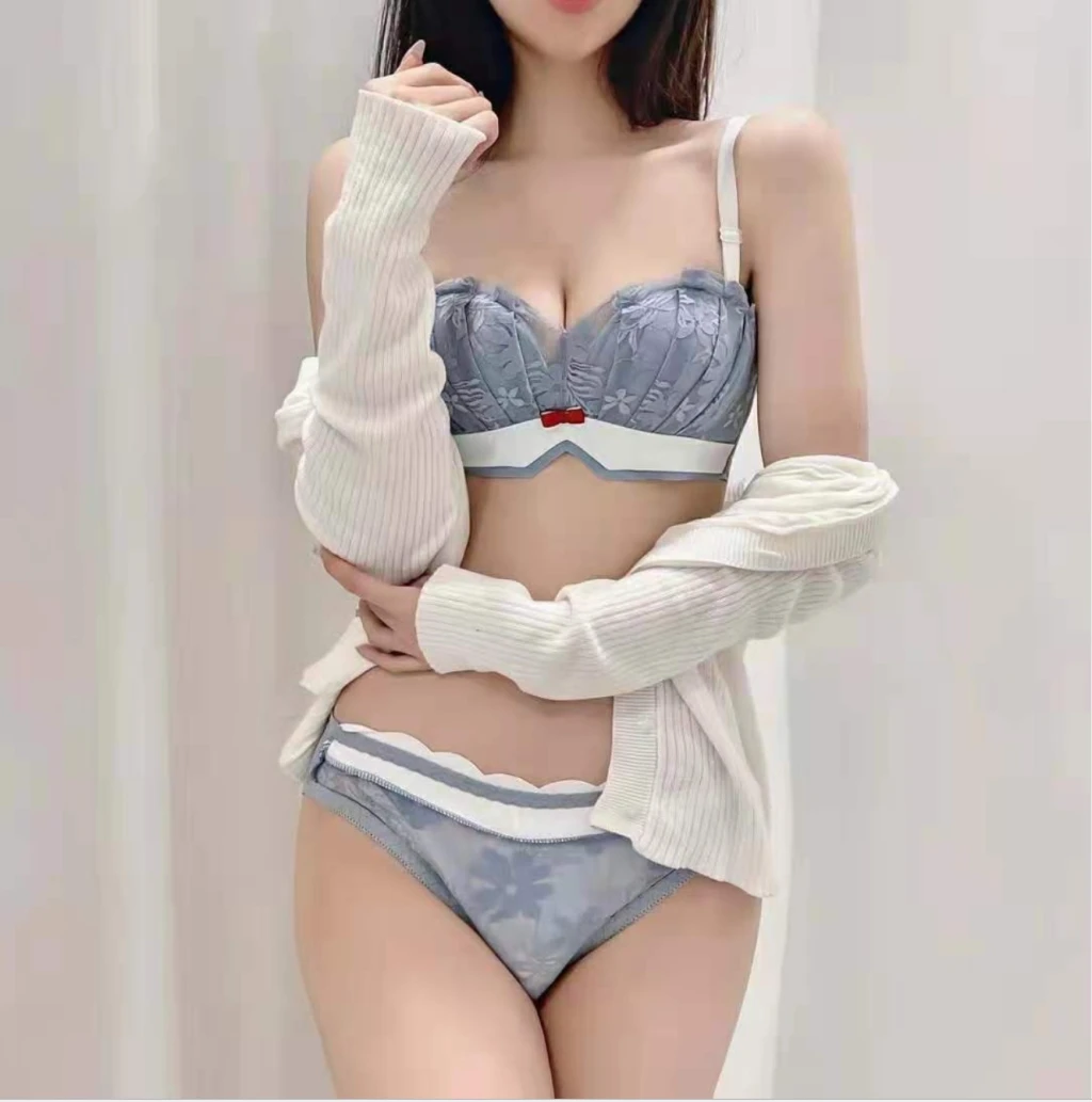 糖果色撞色兩穿美胸內衣(藍x白)