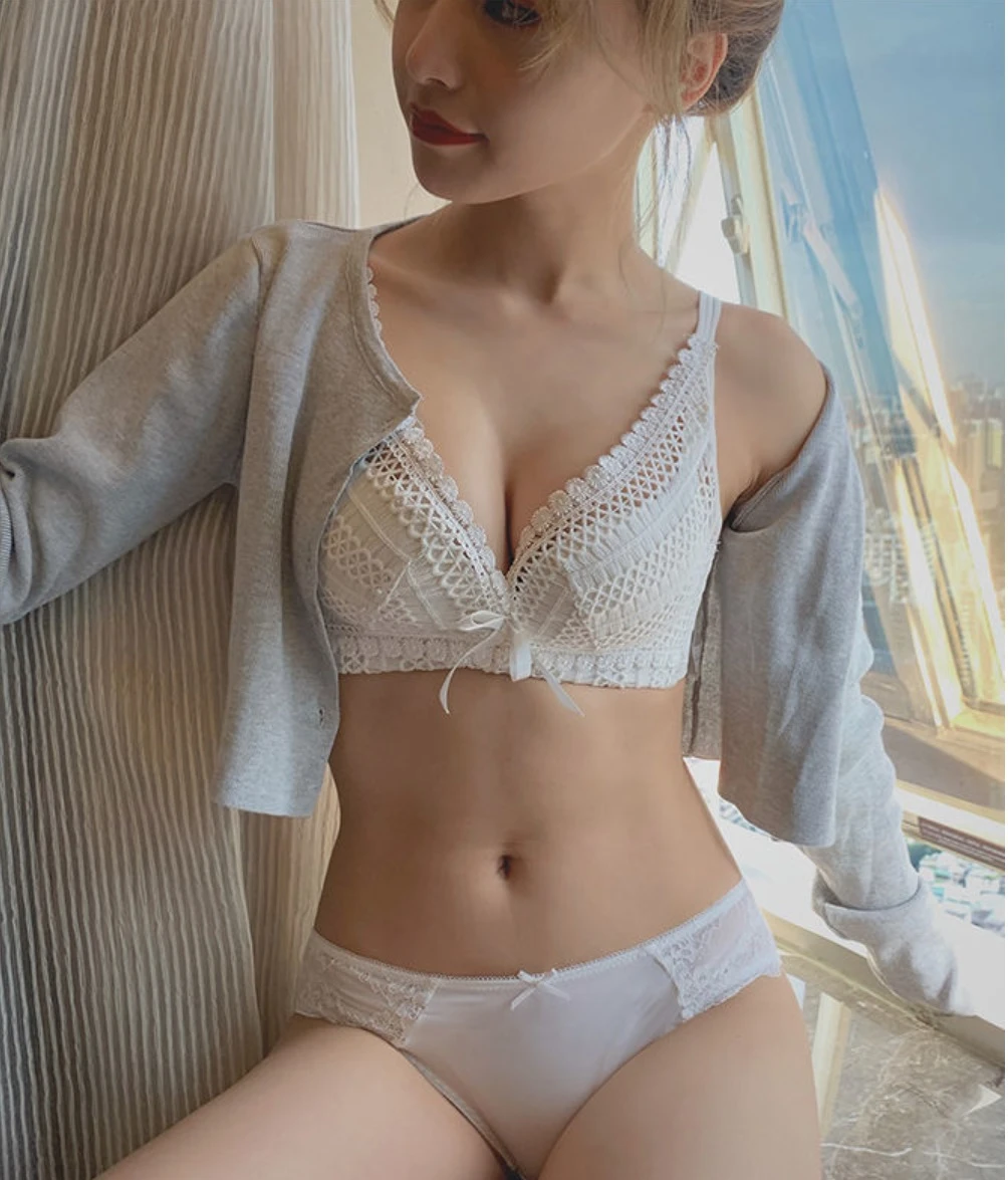 編織無鋼圈包副乳內衣(白)