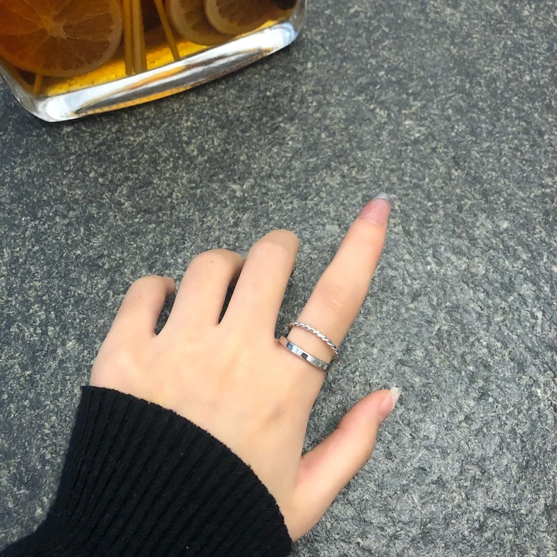平行交織戒指(銀)