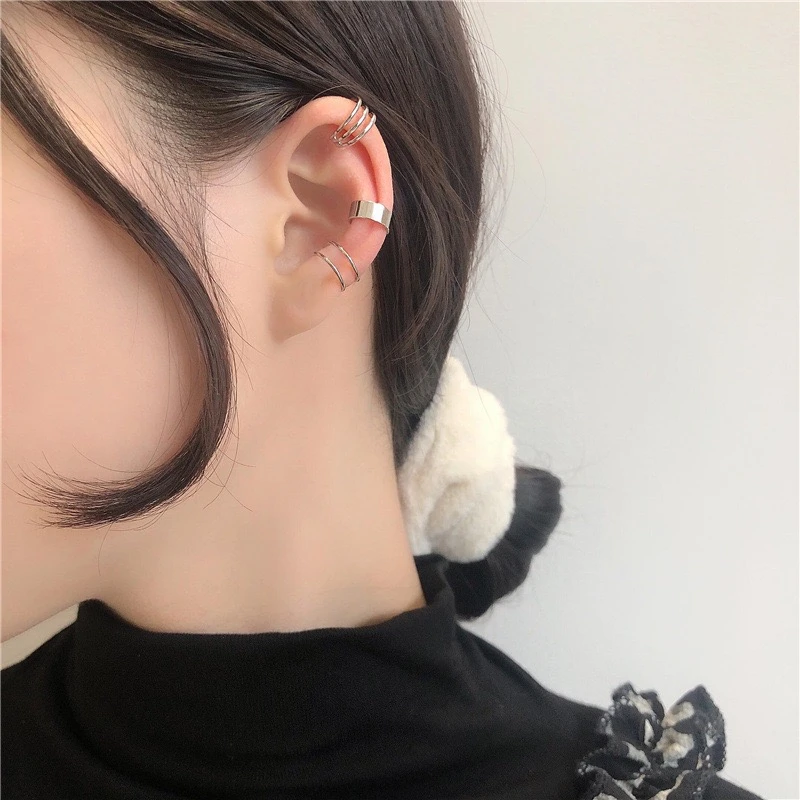 簡約耳骨夾三件組(銀)