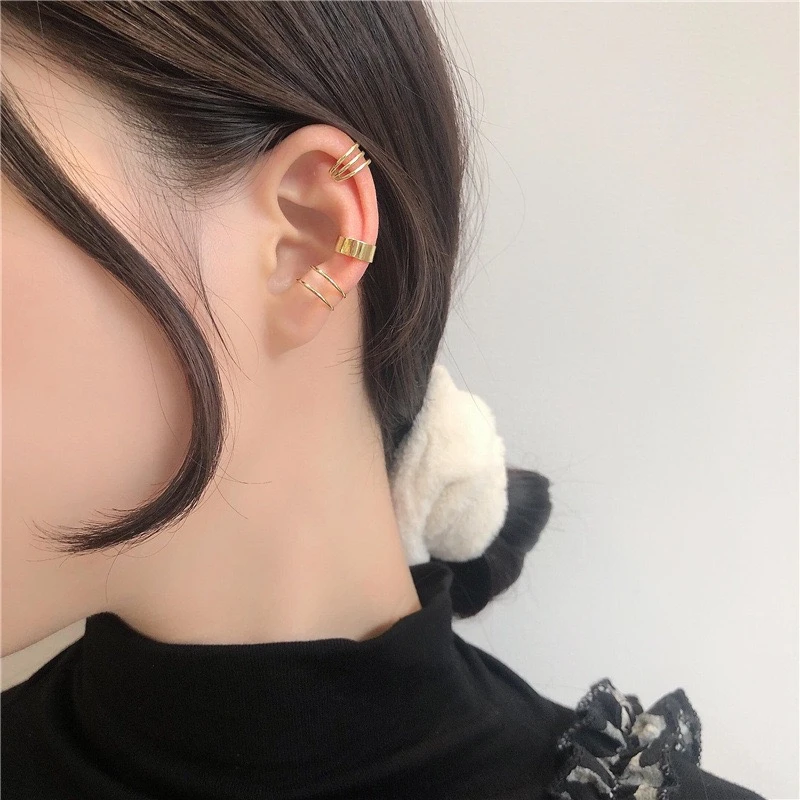 簡約耳骨夾三件組(金)