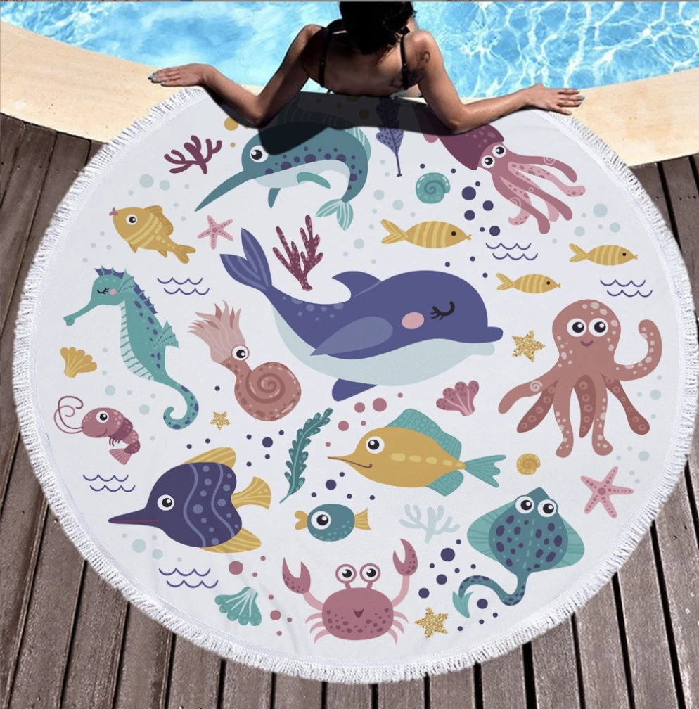 海洋生物沙灘巾