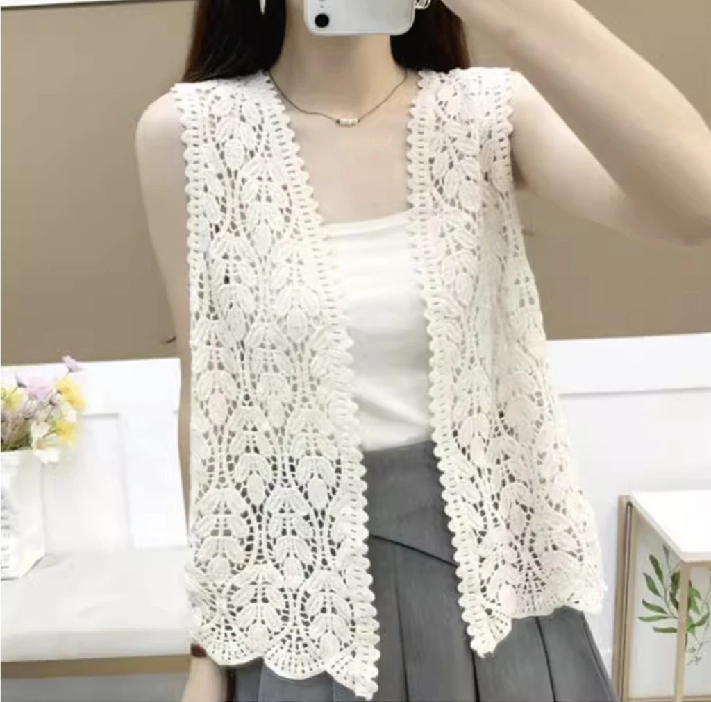 杏色葉形開衫式罩衫