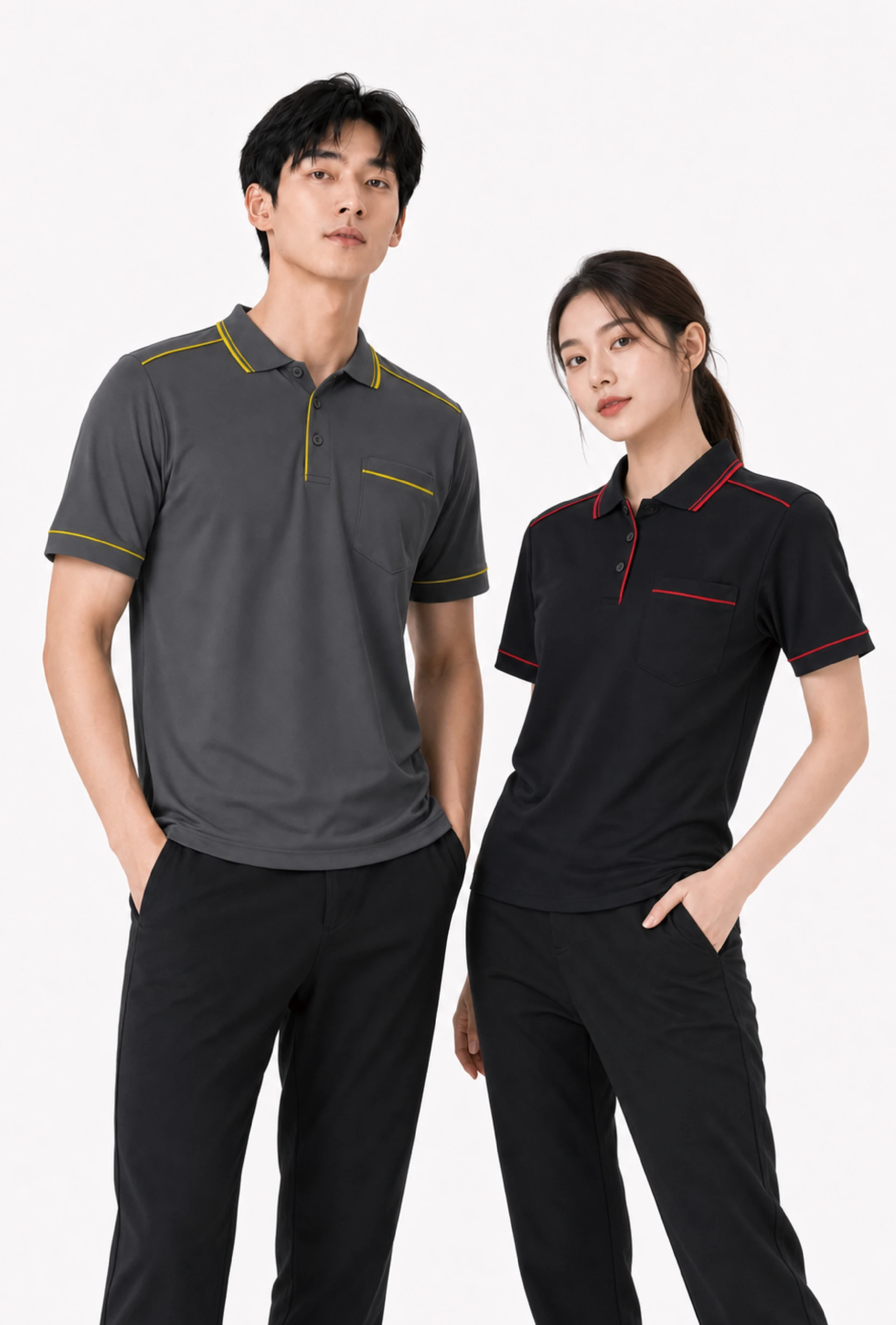 簡約口袋polo立領短袖-3色