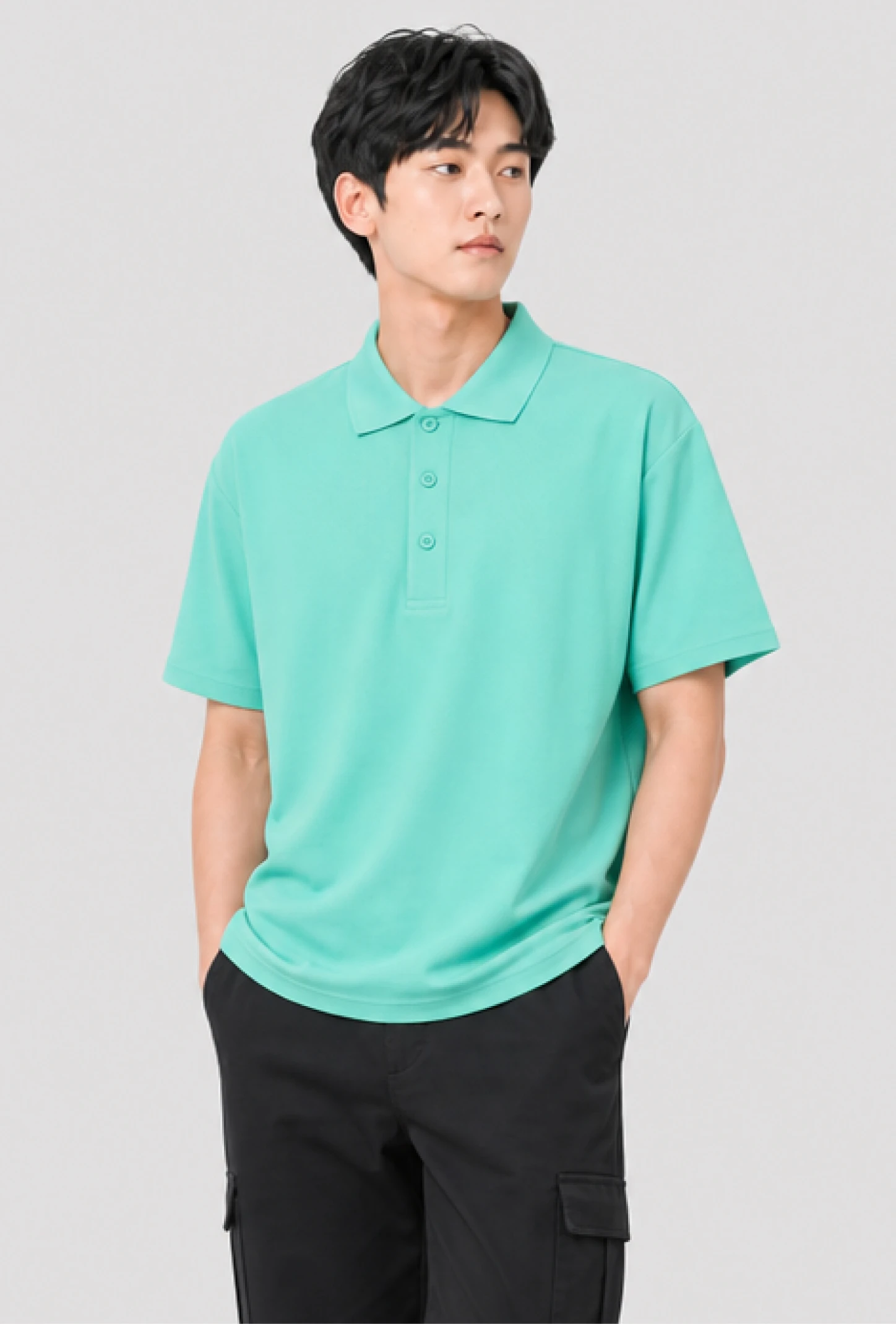 素色polo立領短袖-冷色系