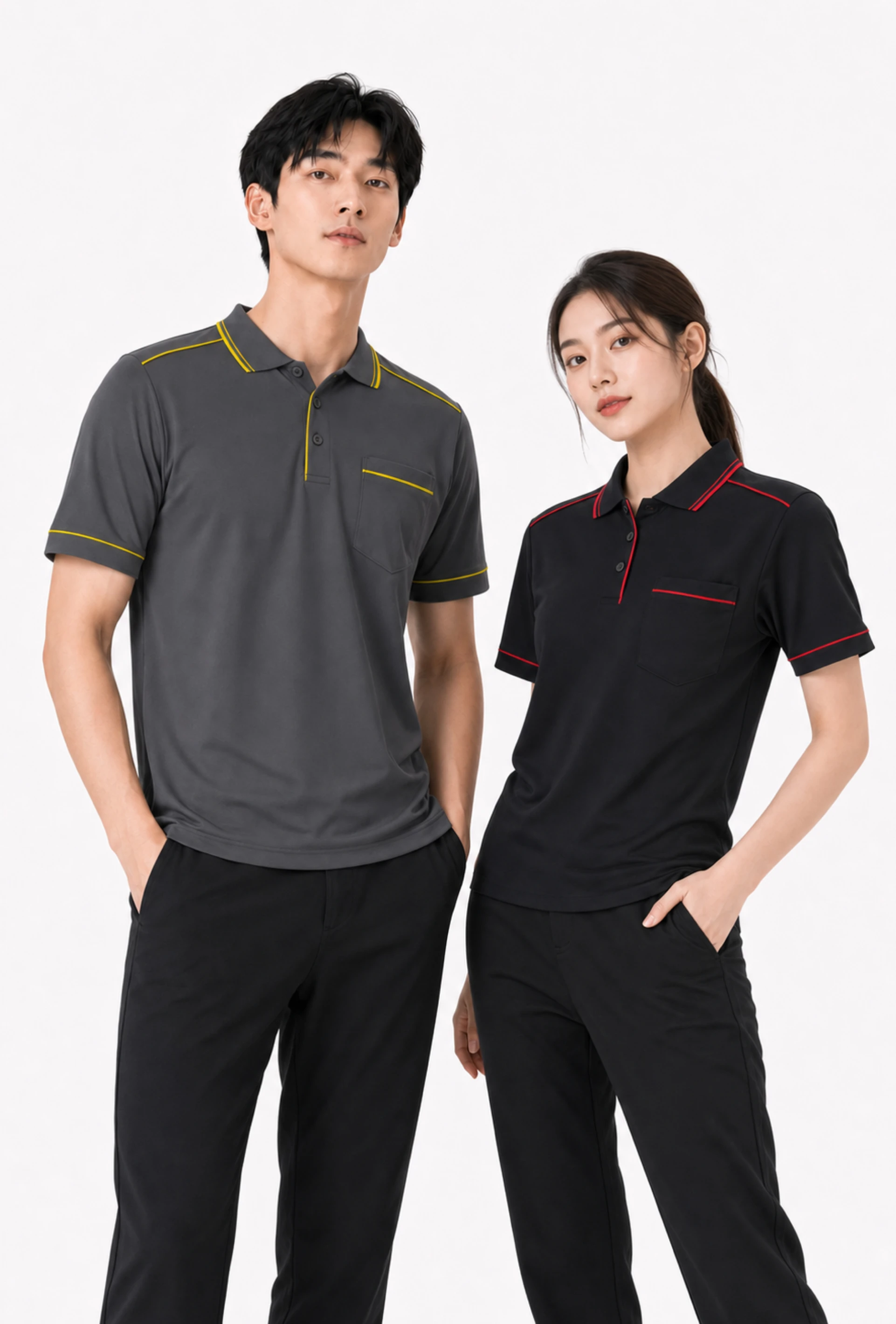 客製化-簡約口袋polo立領短袖-3色
