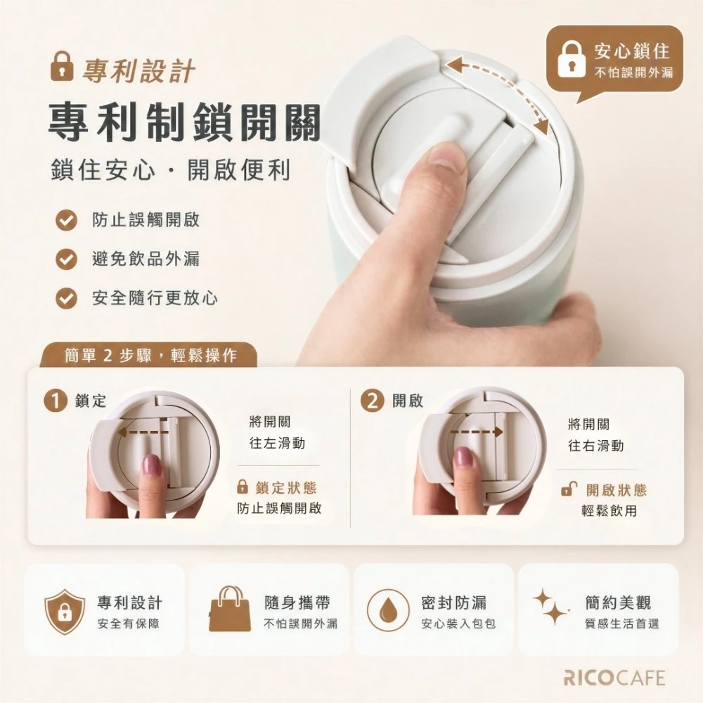 咖啡杯防漏與好帶易洗細節設計