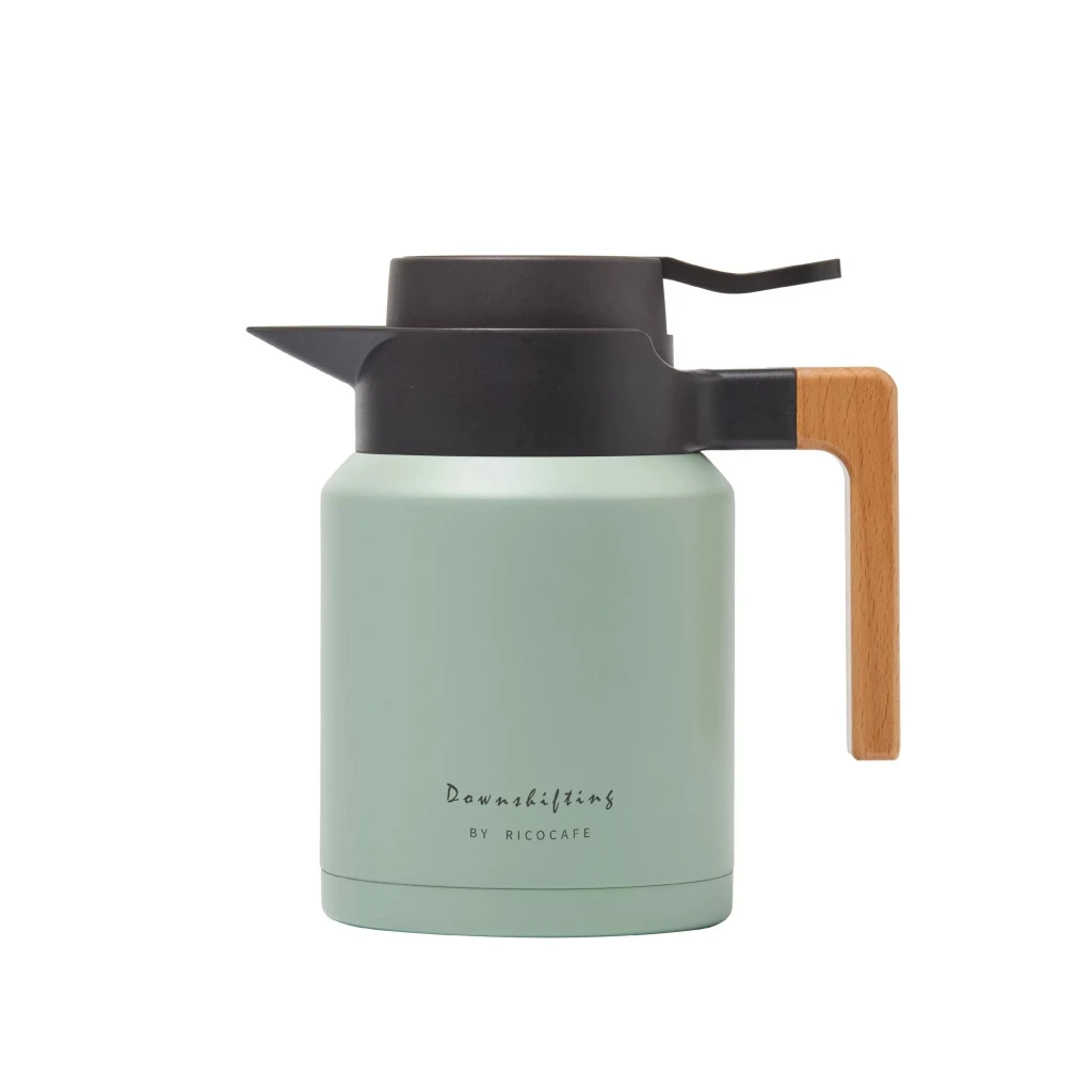 RICOCAFE #304 北歐木柄保溫壺1200ml【墨藍、灰綠、炭黑、灰白】 健康