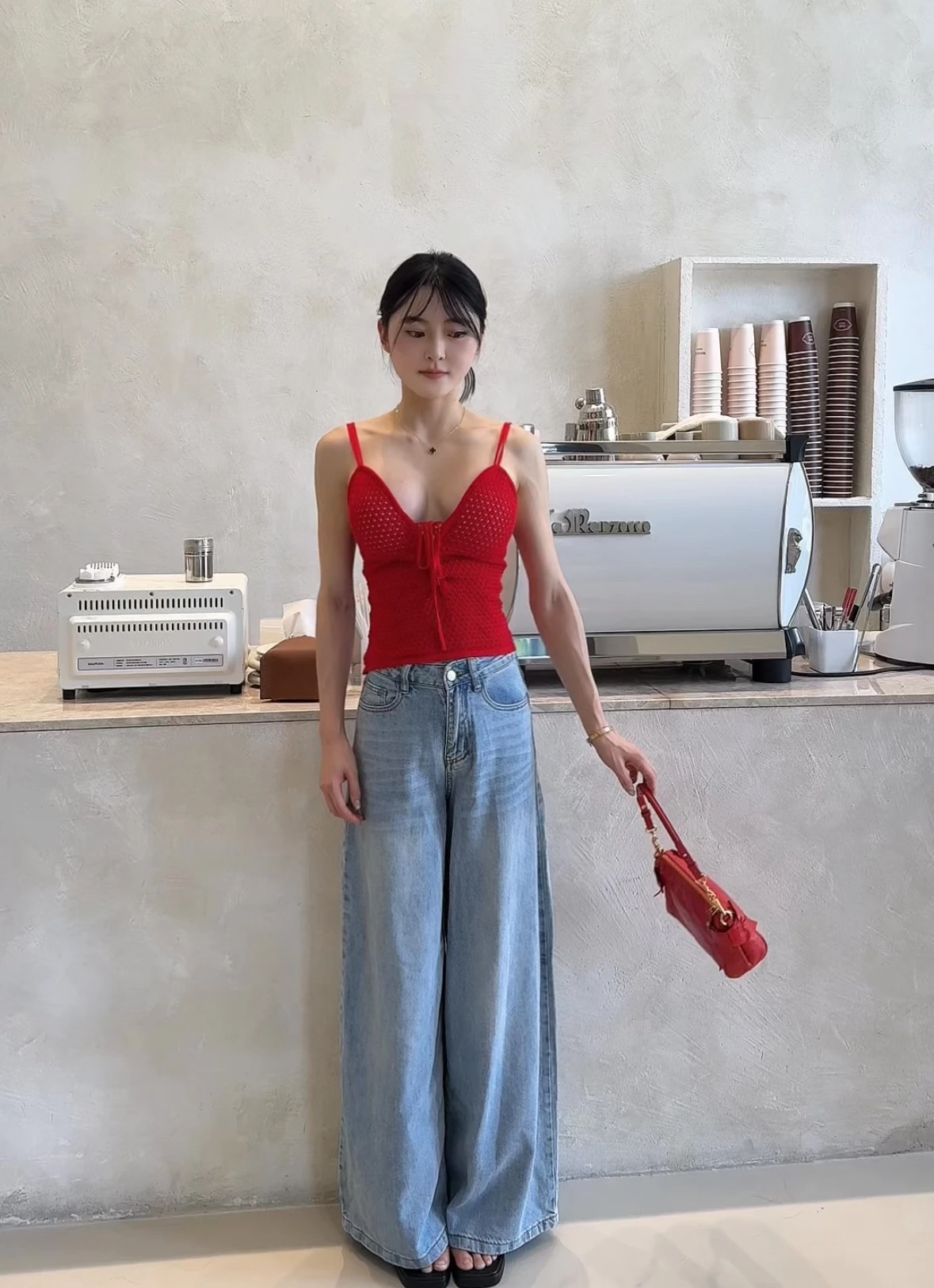 淺藍牛仔寬寬褲