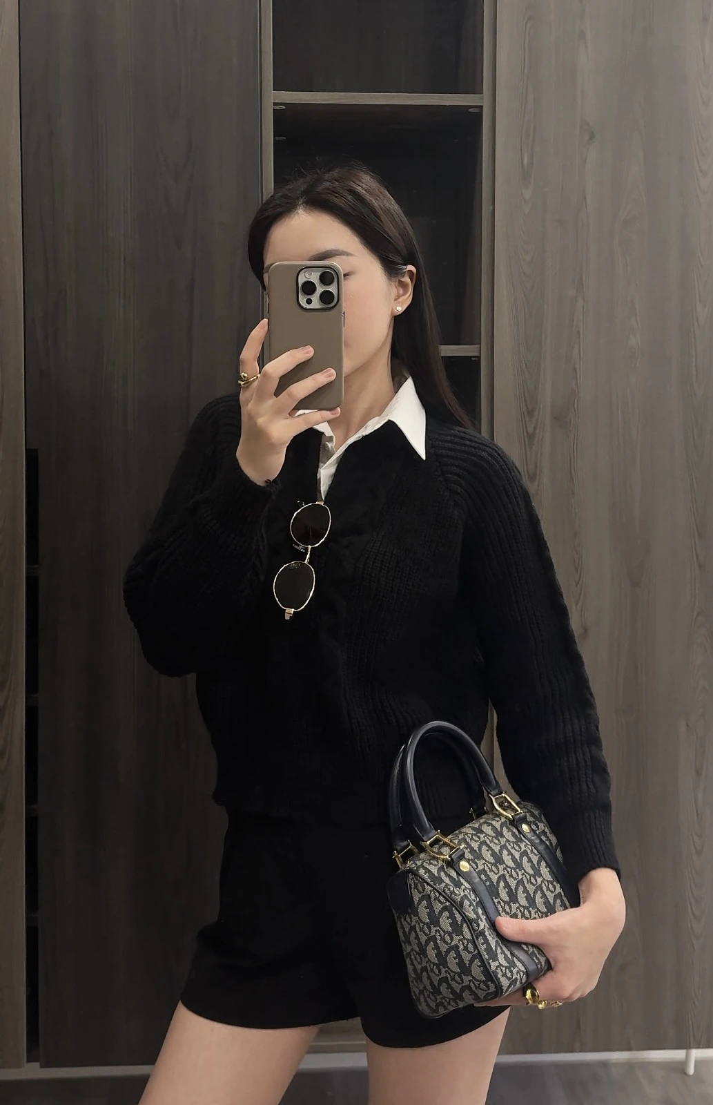 Miu系假兩件襯衫領毛衣