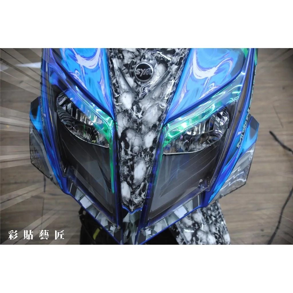 彩貼藝匠 JET S 大燈燈眉（一對）卡夢 仿真鍛造碳纖維 車膜 貼紙 防刮 遮傷 機車貼紙