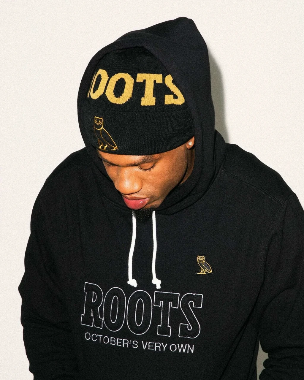 OVO® / ROOTS ATHLETICS OWL BEANIE BLACK