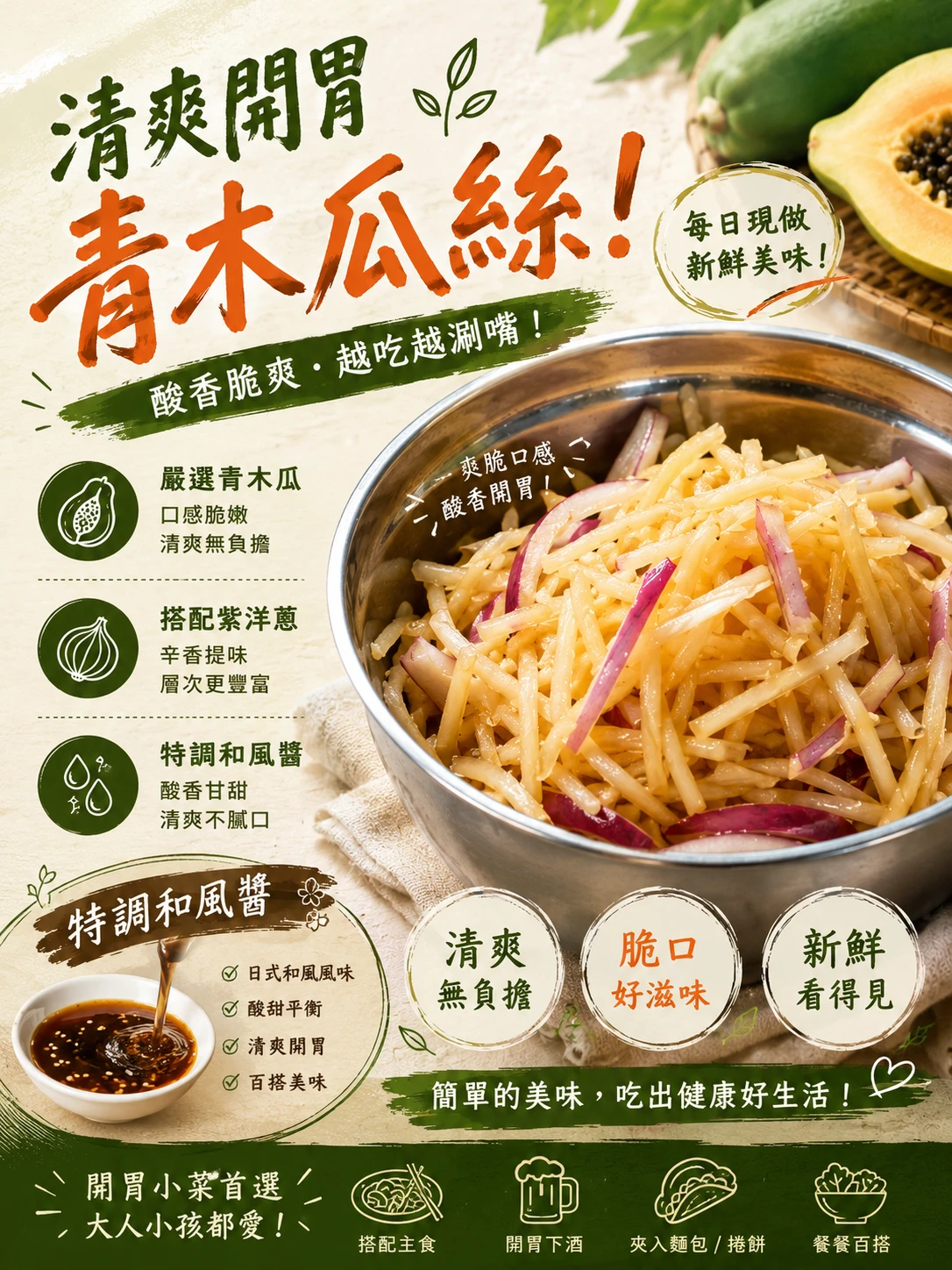 清爽開胃青木瓜絲｜酸香脆爽，越吃越涮嘴的日常小菜