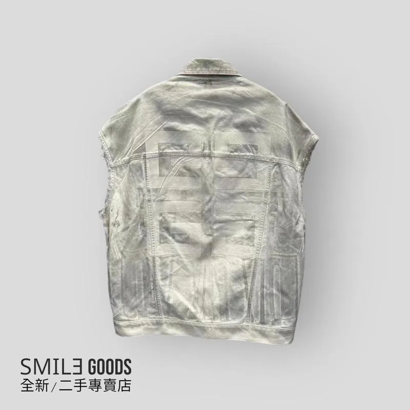 [SMILE] Givenchy 紀梵希gvc2023ss最新爆款 特殊塗層做舊白色牛仔馬甲 背後logo
