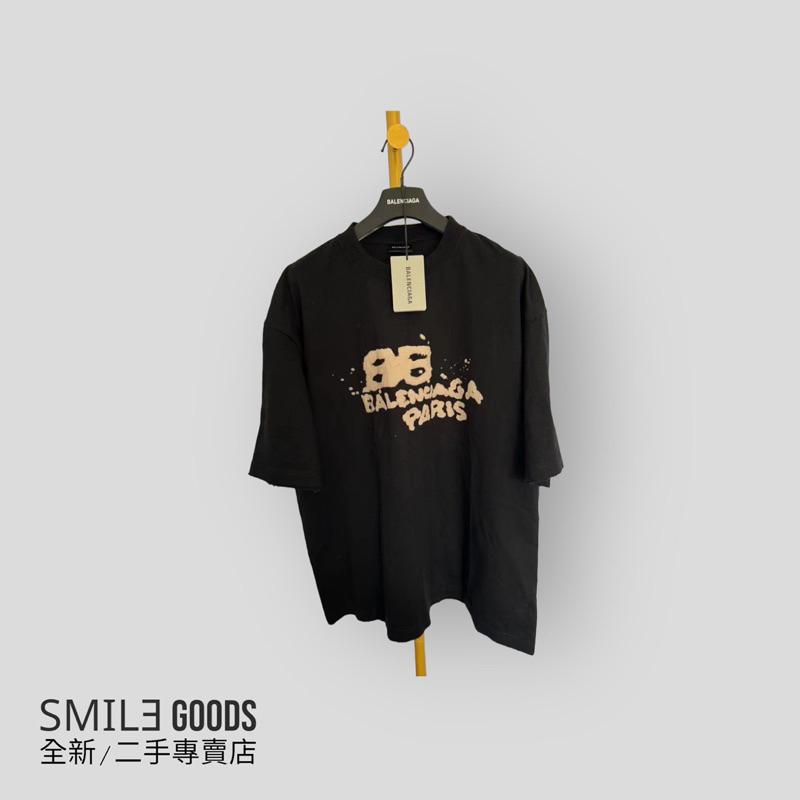 [SMILE] 巴黎世家 新款黑色雙B潑墨短袖