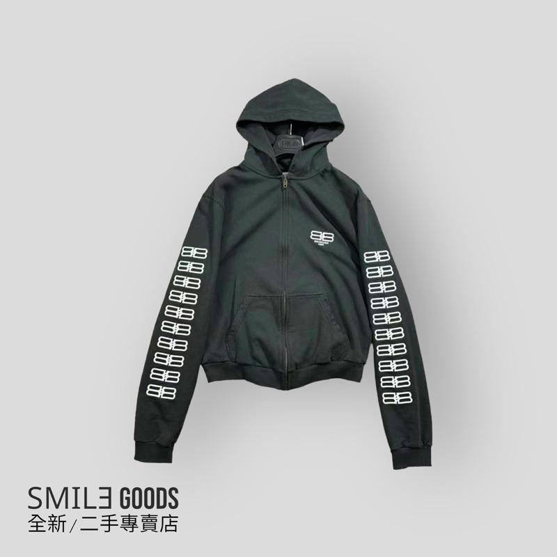 [SMILE] Balenciaga 黑色 手臂鎖扣刺繡 破壞做舊 外套