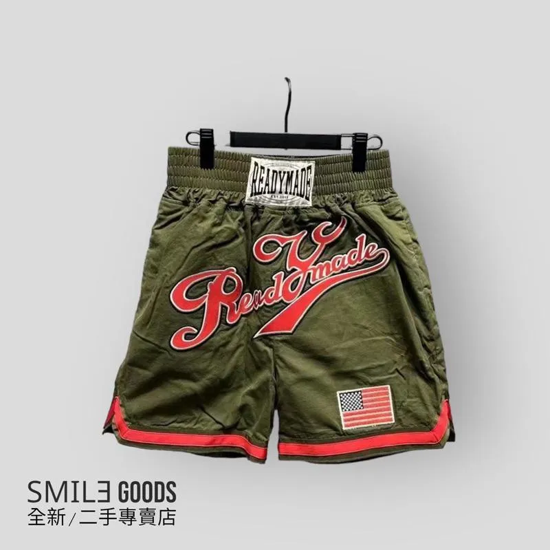 [SMILE] Ready-made 經典爆款 二戰軍布 軍綠色刺繡字母國旗 拳擊短褲